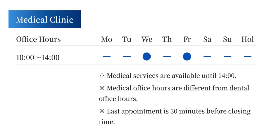 龍クリニック医科の休診日と診療時間