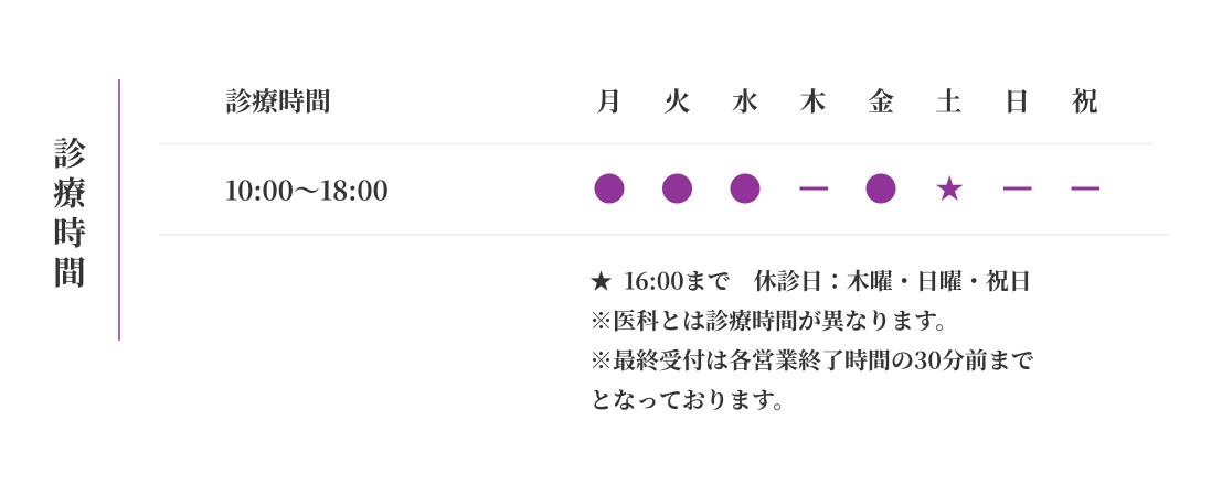 龍クリニック歯科の休診日と診療時間